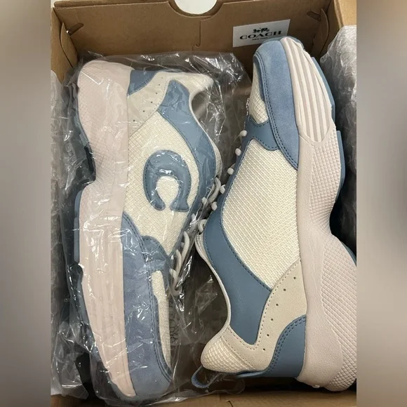 Coach Women's Blue and White Sneakers - Picture 10 of 14